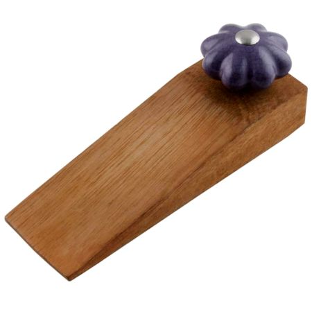Dark Purple Crackle Ceramic Wooden Door Stopper